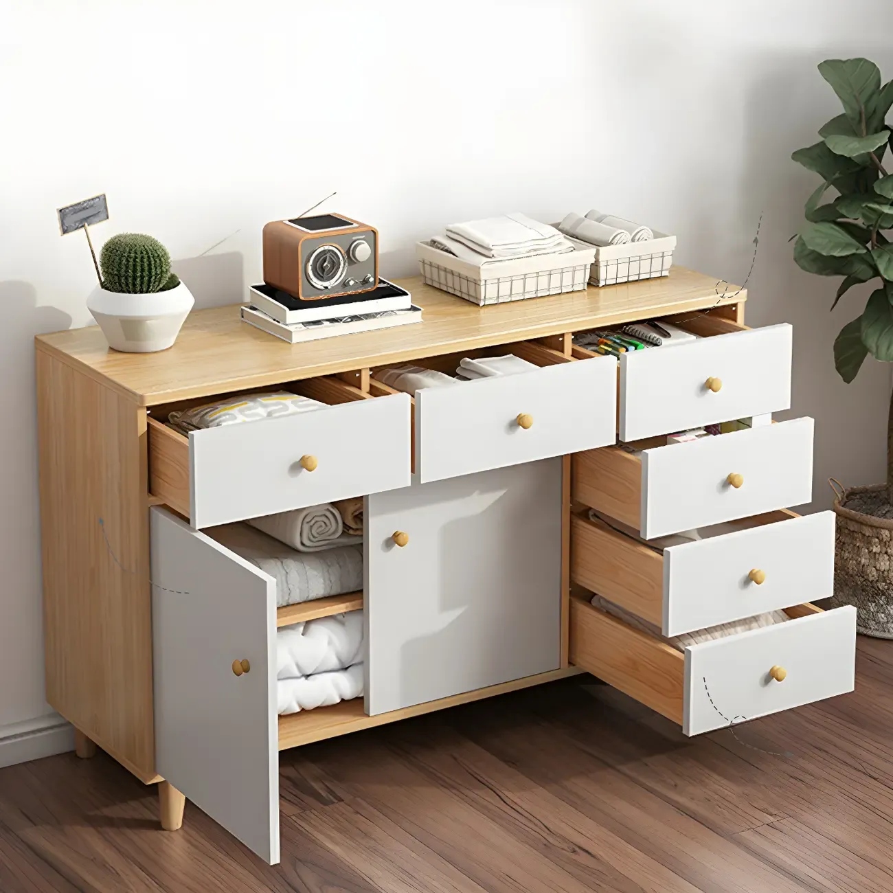 Elegant White Wooden Dressers & Chests with Cabinet Image - 6