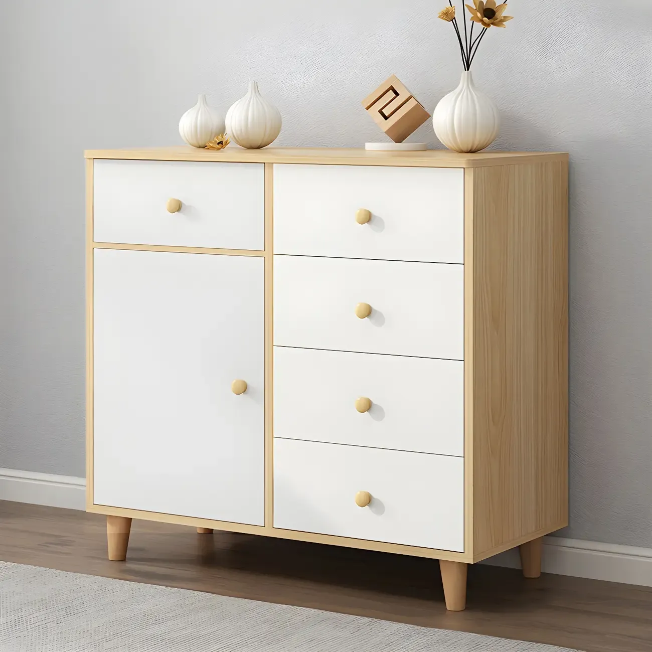 Elegant White Wooden Dressers & Chests with Cabinet Image - 7
