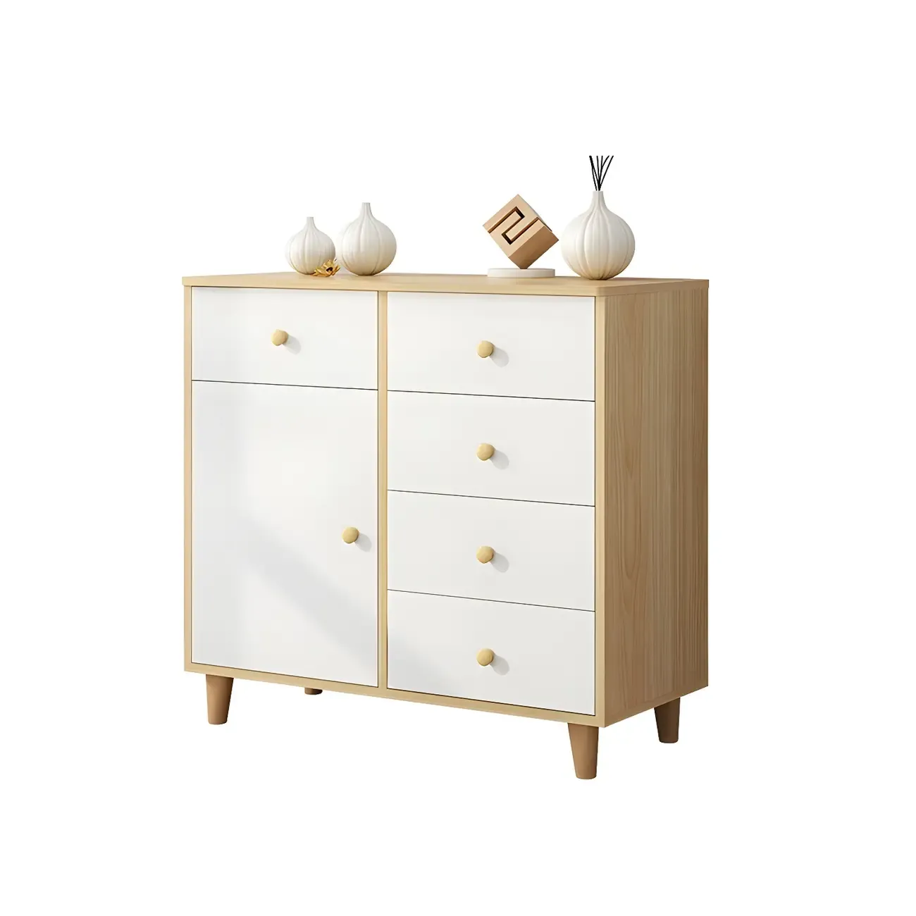Elegant White Wooden Dressers & Chests with Cabinet Image - 9
