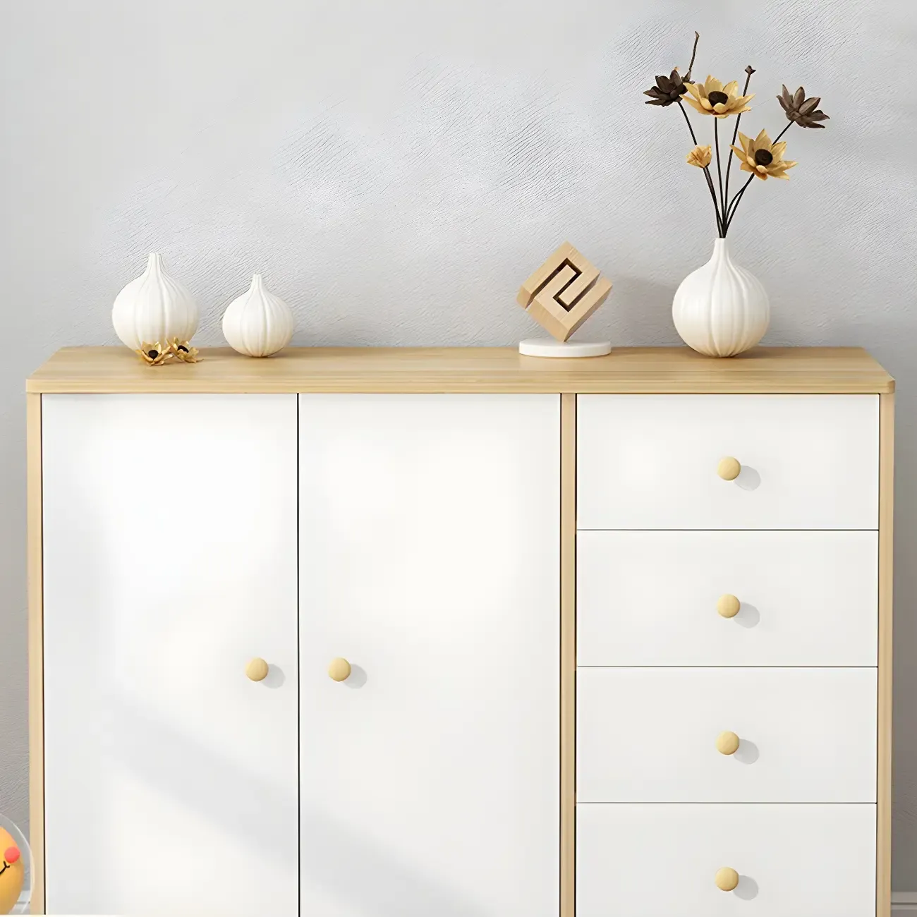 Elegant White Wooden Dressers & Chests with Cabinet Image - 13