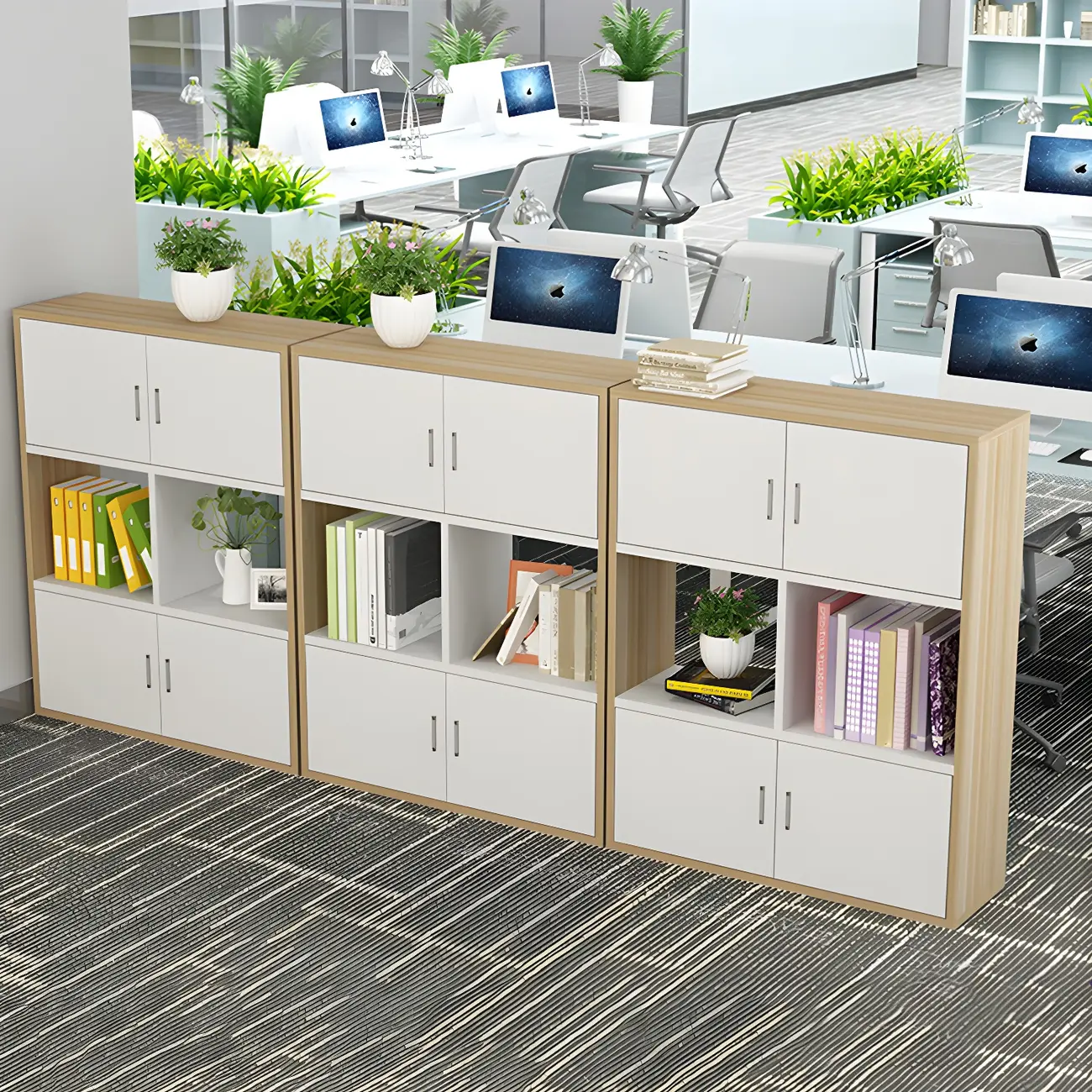 Industrial Wooden Storage Filing Cabinet for Office Organization Image - 1 | homeyfad