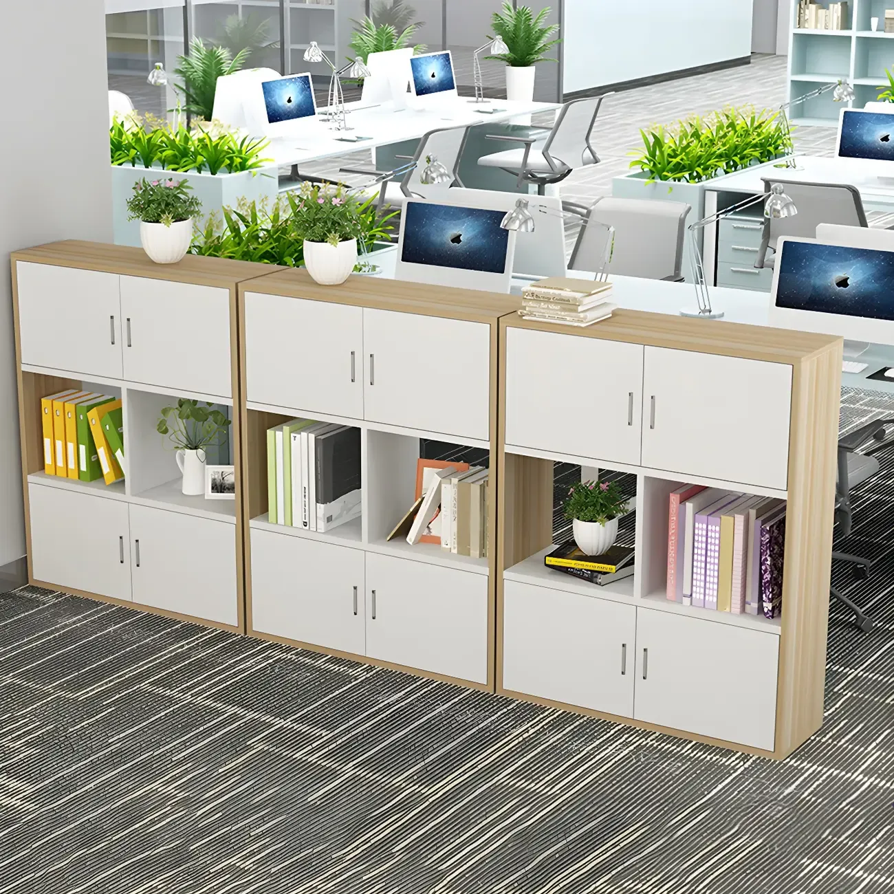 Industrial Wooden Storage Filing Cabinet for Office Organization Image - 1