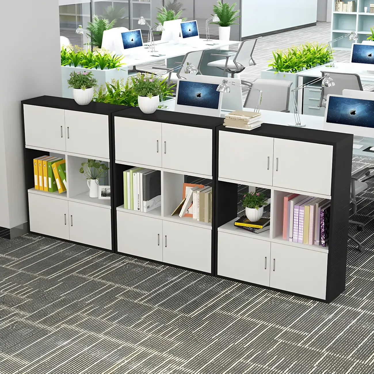 Industrial Wooden Storage Filing Cabinet for Office Organization Image - 3