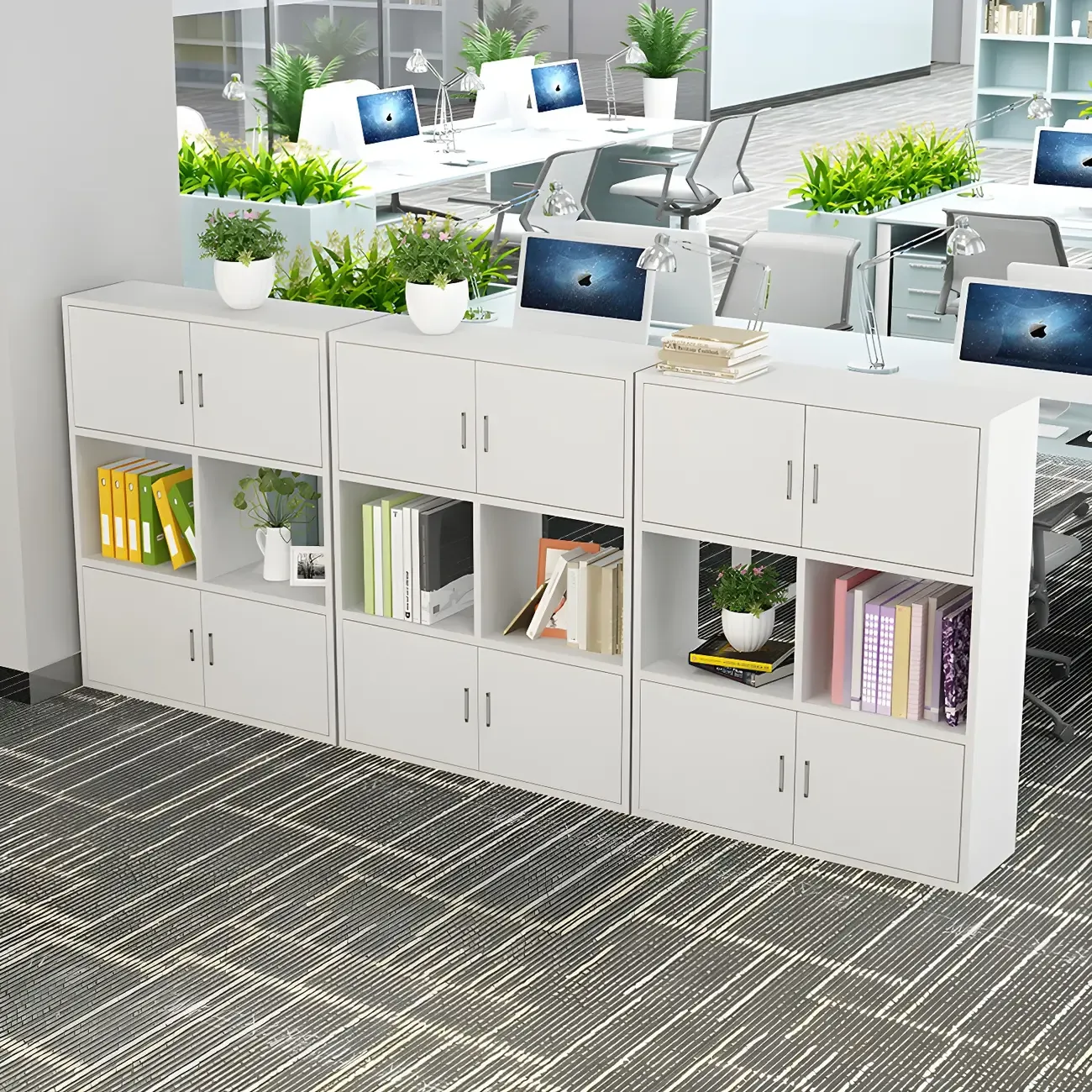 Industrial Wooden Storage Filing Cabinet for Office Organization Image - 5