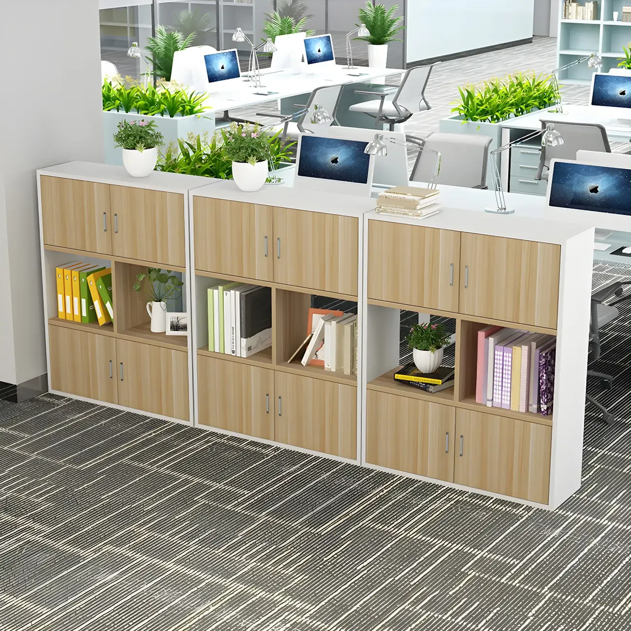 Industrial Wooden Storage Filing Cabinet for Office Organization Image - 8