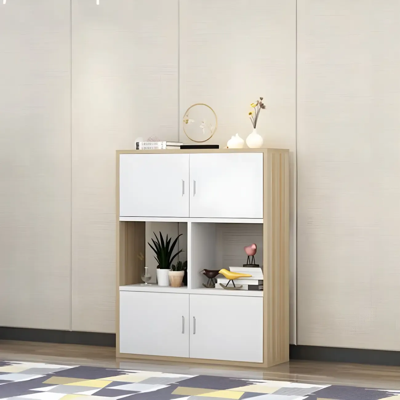 Industrial Wooden Storage Filing Cabinet for Office Organization Image - 11