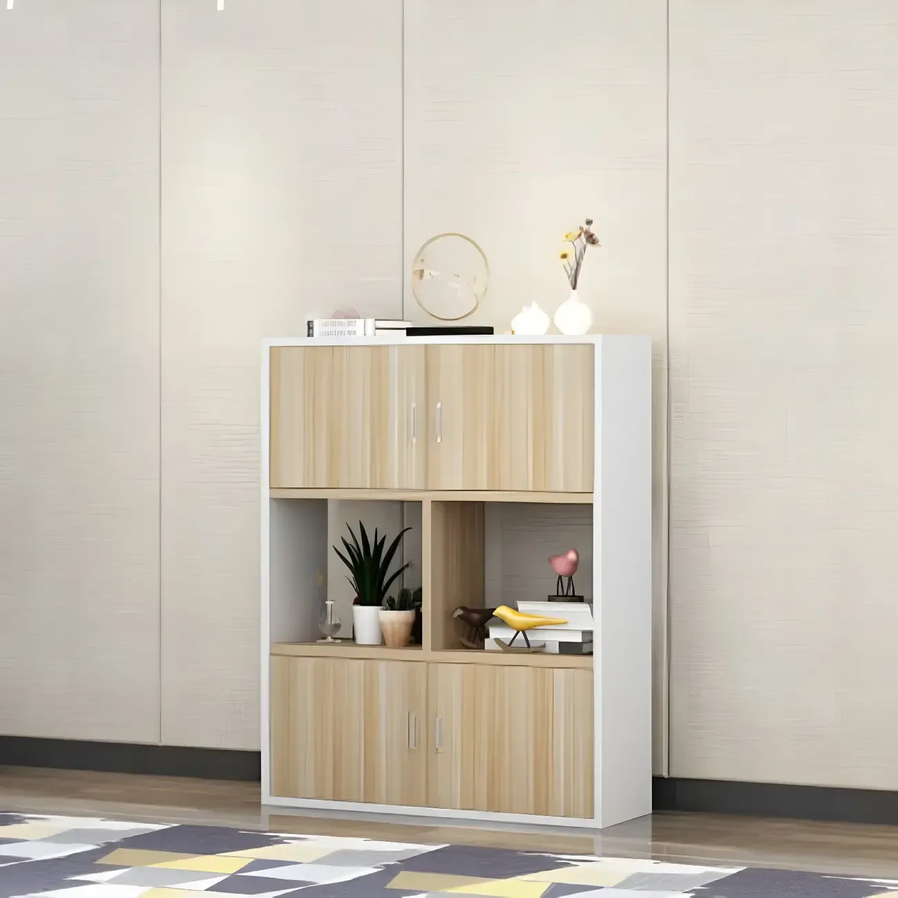 Industrial Wooden Storage Filing Cabinet for Office Organization Image - 13