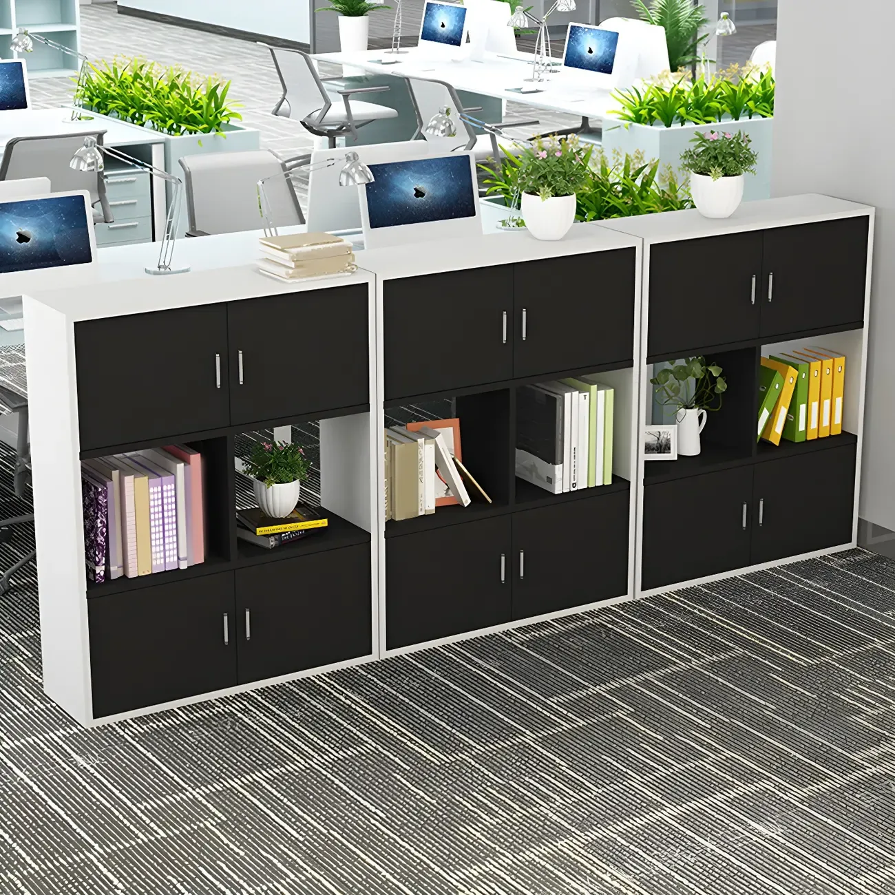 Industrial Wooden Storage Filing Cabinet for Office Organization Image - 17
