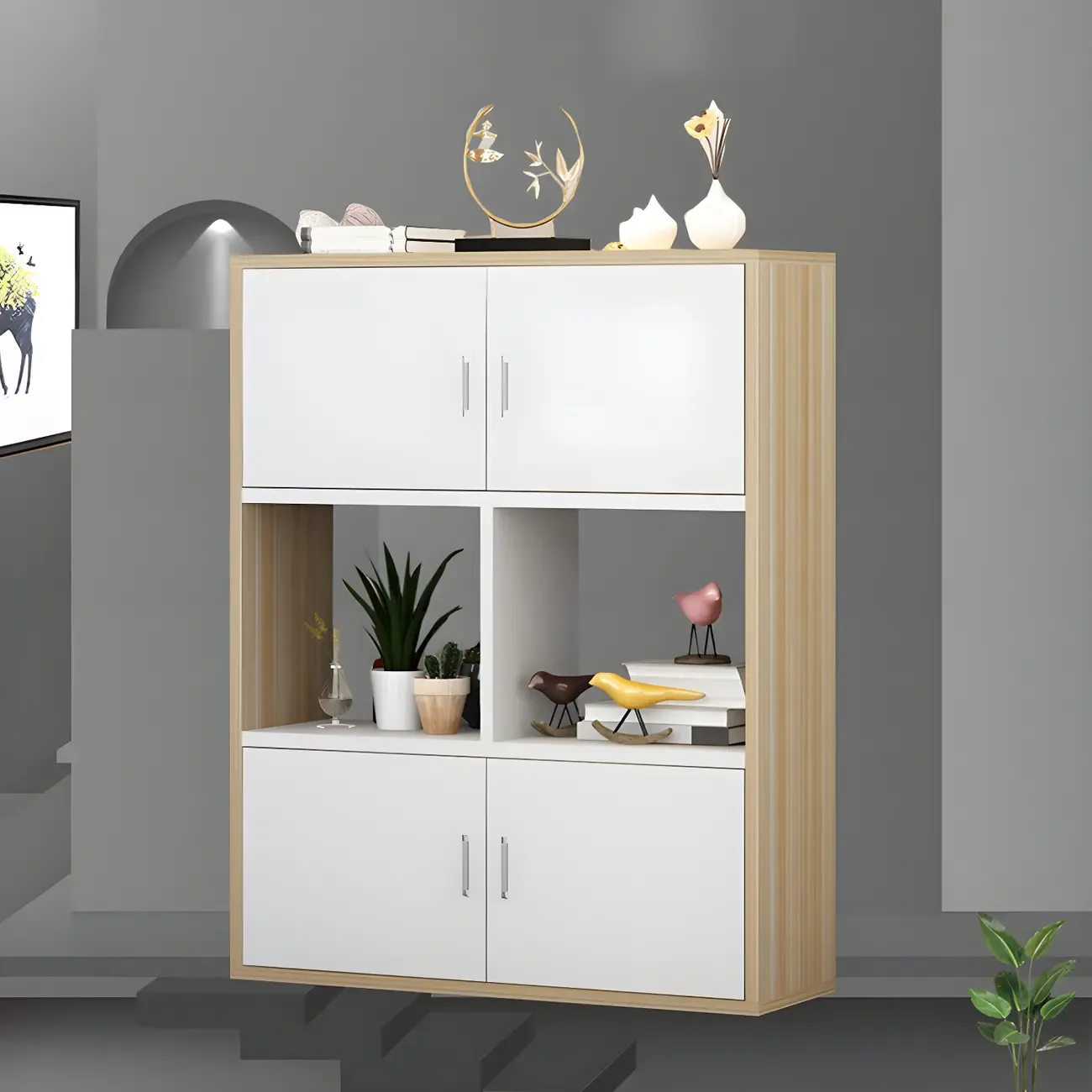 Industrial Wooden Storage Filing Cabinet for Office Organization Image - 19