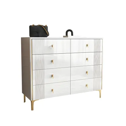 Glam Stone Dresser Chest with Glazed Surface Drawers Image - 10