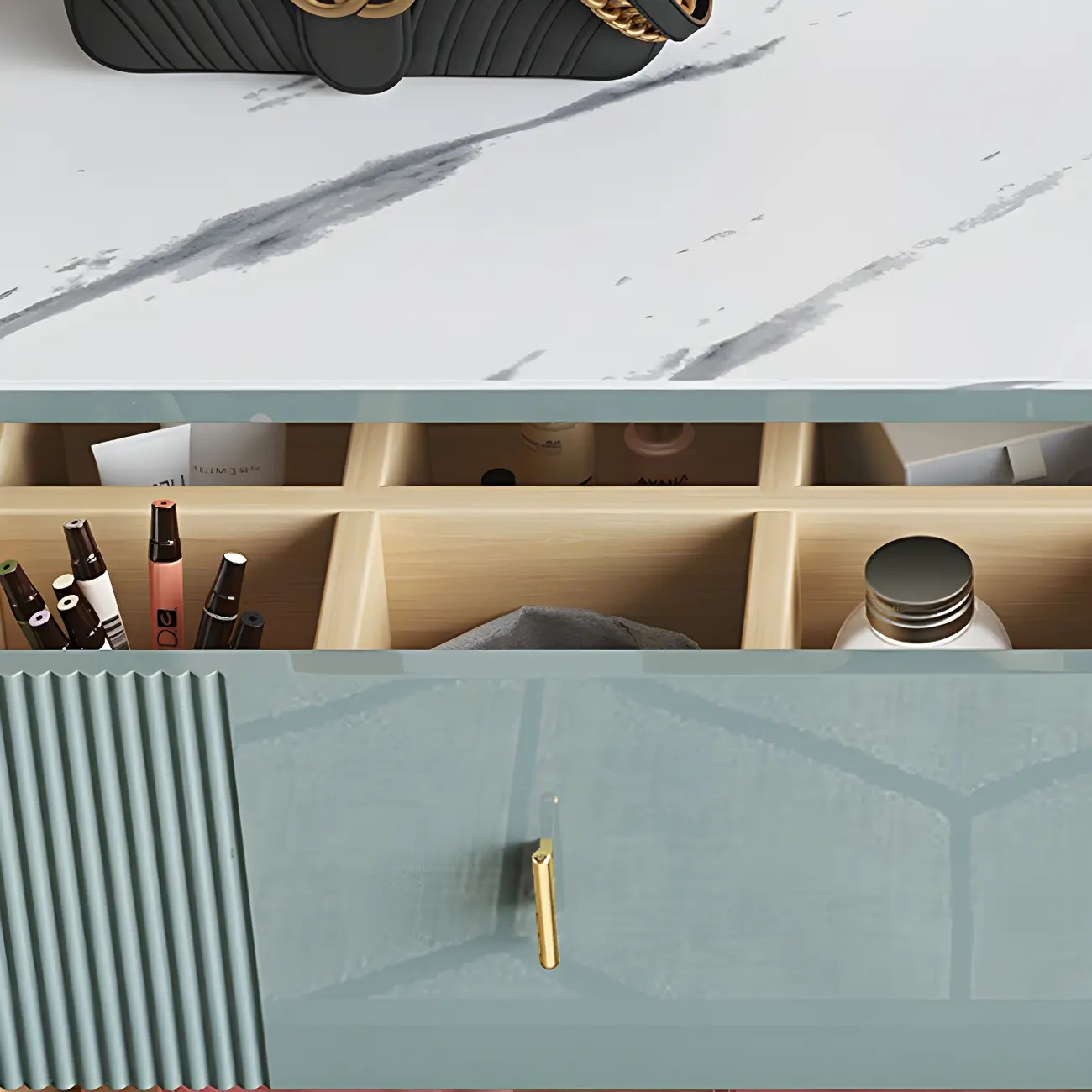 Glam Stone Dresser Chest with Glazed Surface Drawers Image - 14 | homeyfad