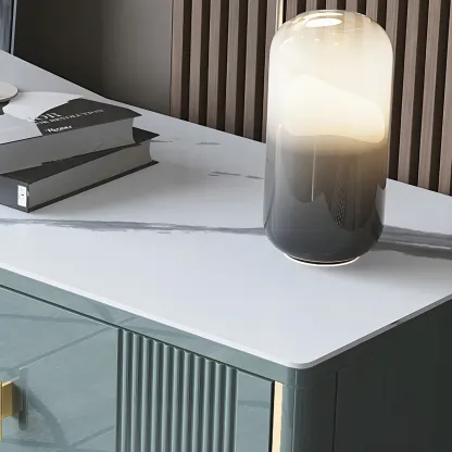 Glam Stone Dresser Chest with Glazed Surface Drawers Image - 17