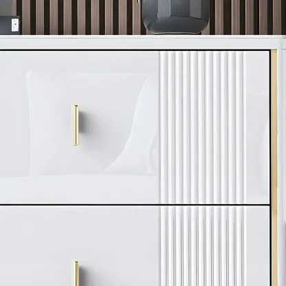Glam Stone Dresser Chest with Glazed Surface Drawers Image - 18