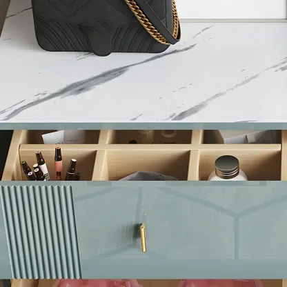 Glam Stone Dresser Chest with Glazed Surface Drawers Image - 20