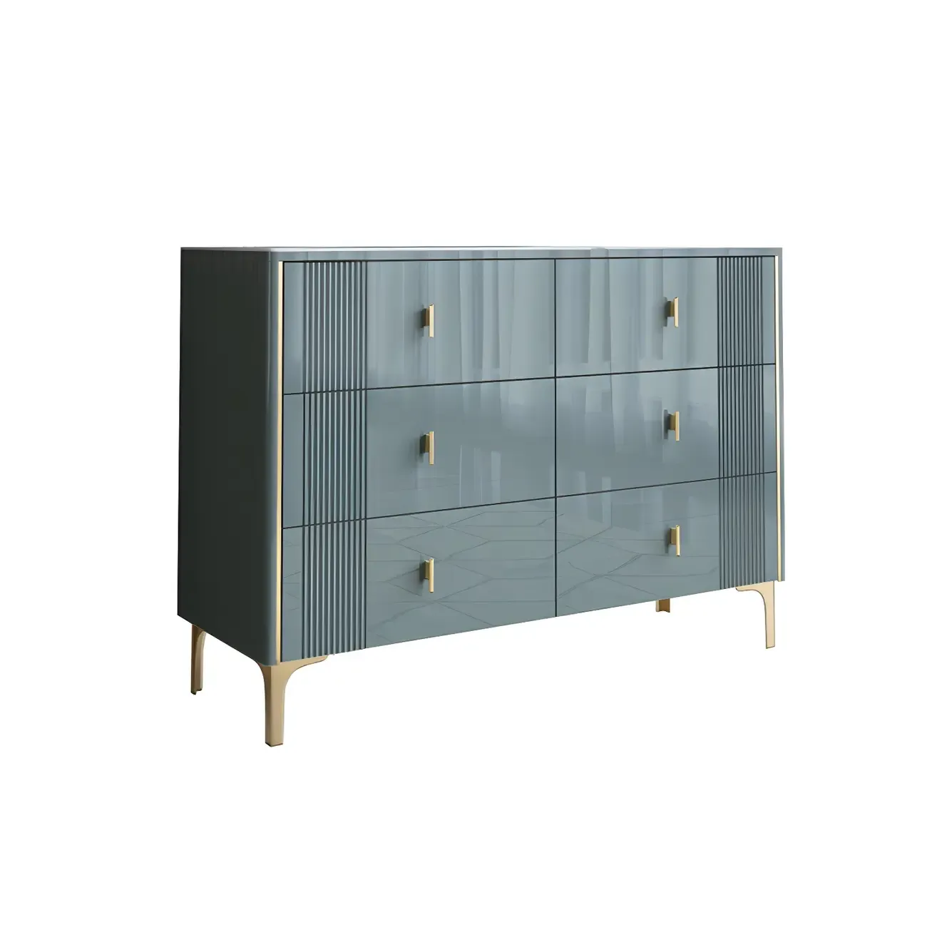 Glam Stone Dresser Chest with Glazed Surface Drawers Image - 21