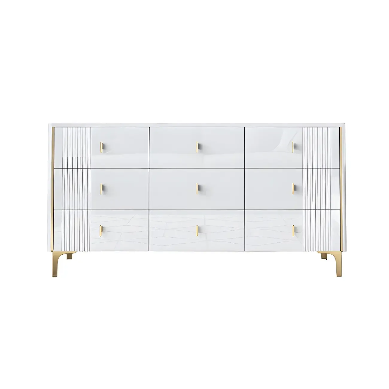 Glam Stone Dresser Chest with Glazed Surface Drawers Image - 22