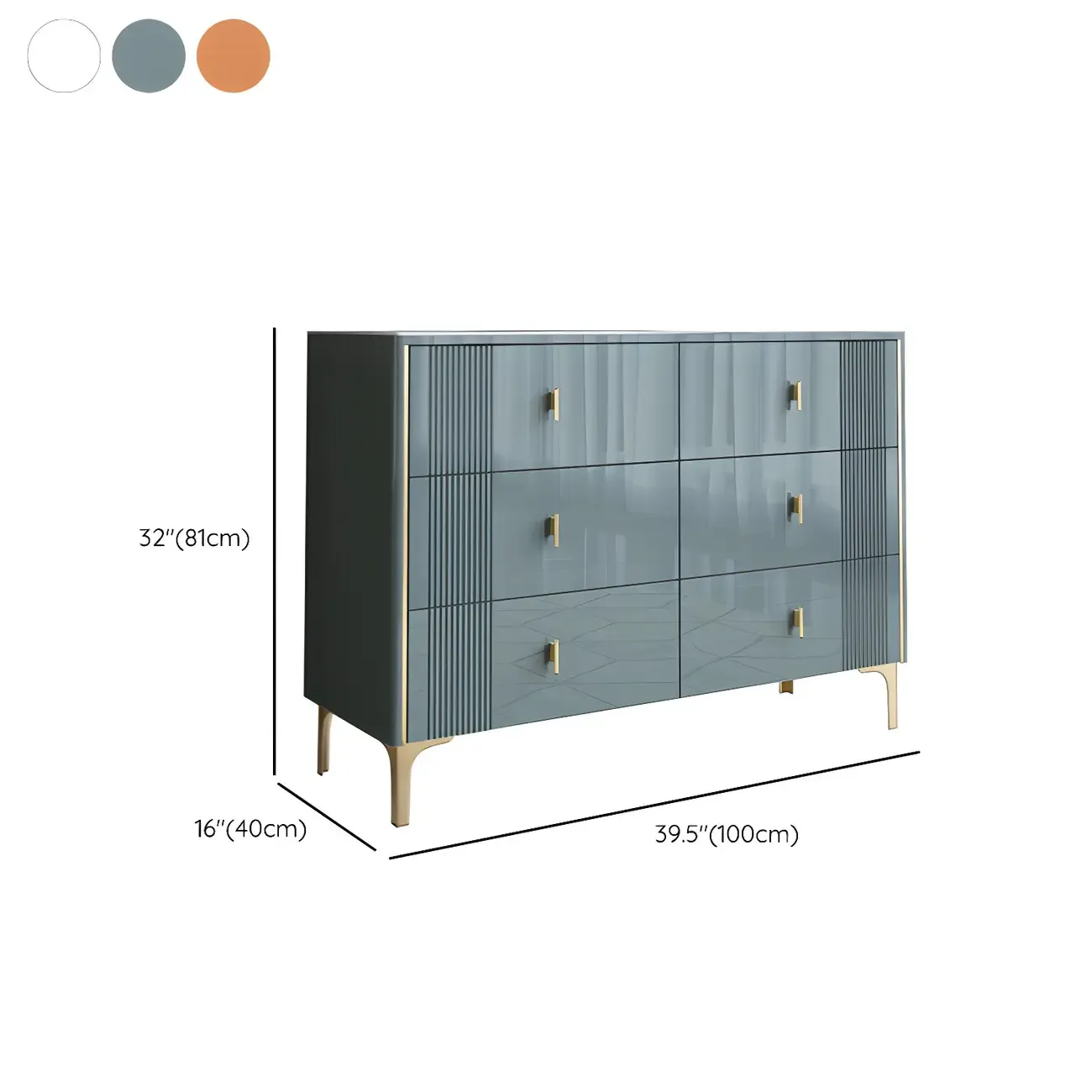 Glam Stone Dresser Chest with Glazed Surface Drawers #size