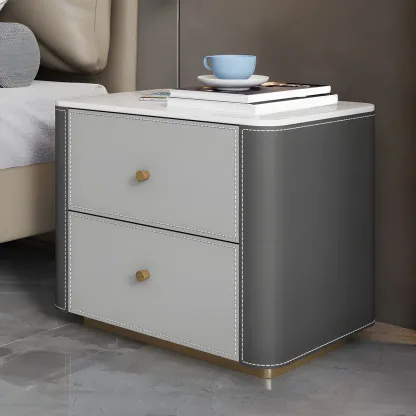 Modern Grey Stone Bachelor Chest with Drawers for Bedroom Image - 3