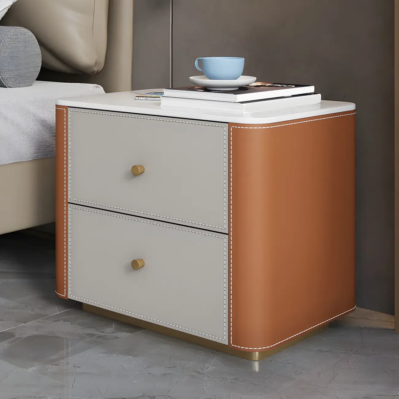 Modern Grey Stone Bachelor Chest with Drawers for Bedroom Image - 4