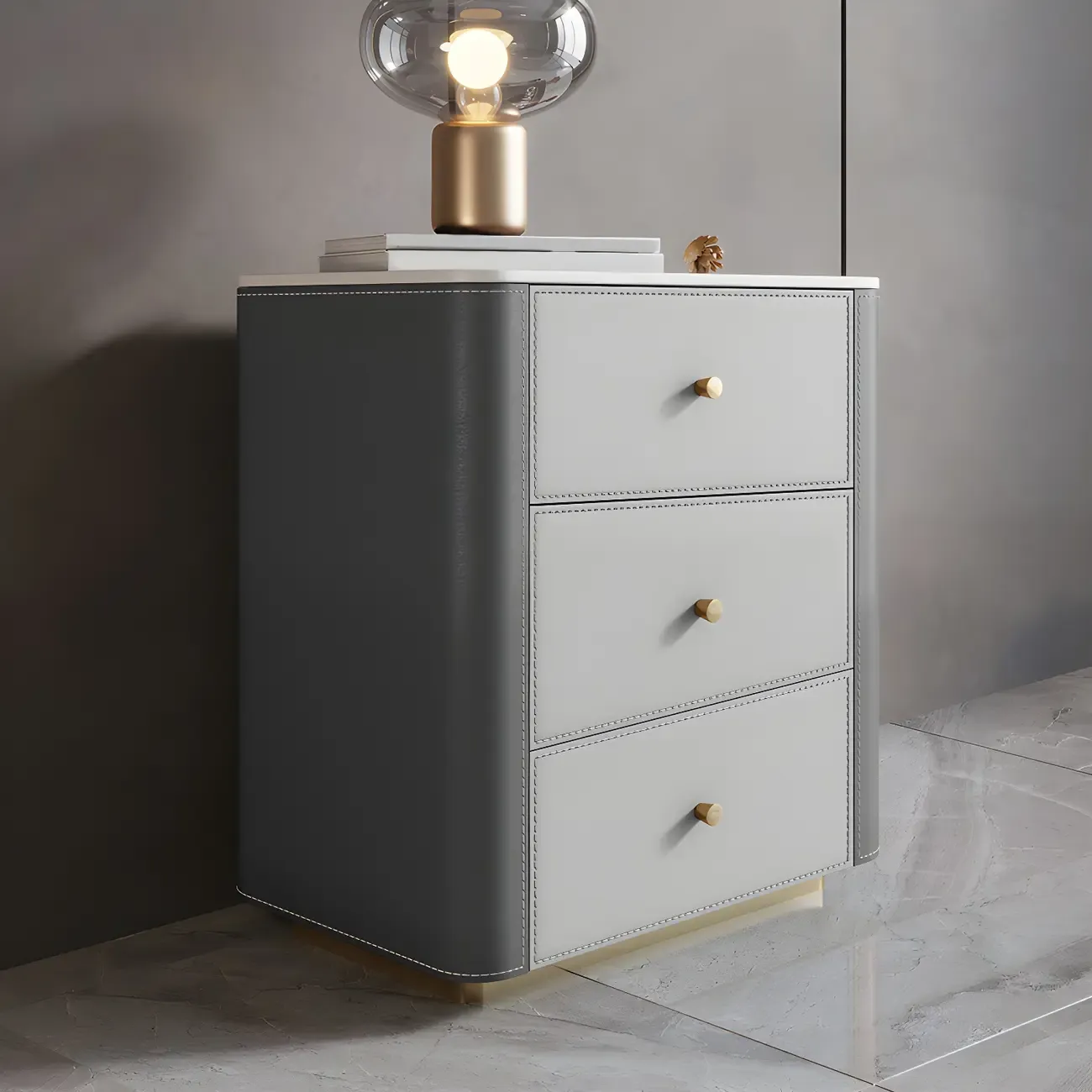 Modern Grey Stone Bachelor Chest with Drawers for Bedroom Image - 5