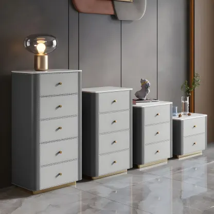 Modern Grey Stone Bachelor Chest with Drawers for Bedroom Image - 6