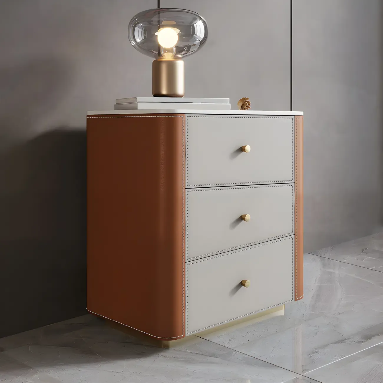Modern Grey Stone Bachelor Chest with Drawers for Bedroom Image - 7