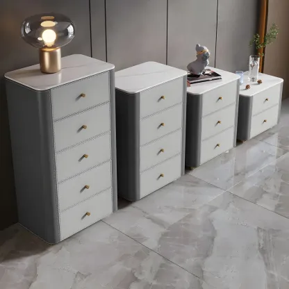 Modern Grey Stone Bachelor Chest with Drawers for Bedroom Image - 8