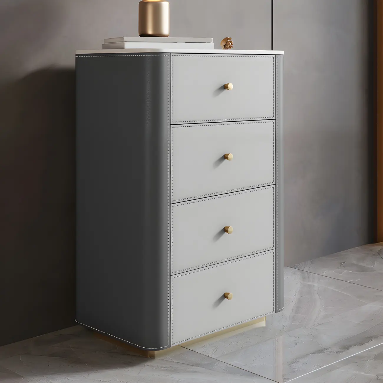 Modern Grey Stone Bachelor Chest with Drawers for Bedroom Image - 9 | homeyfad