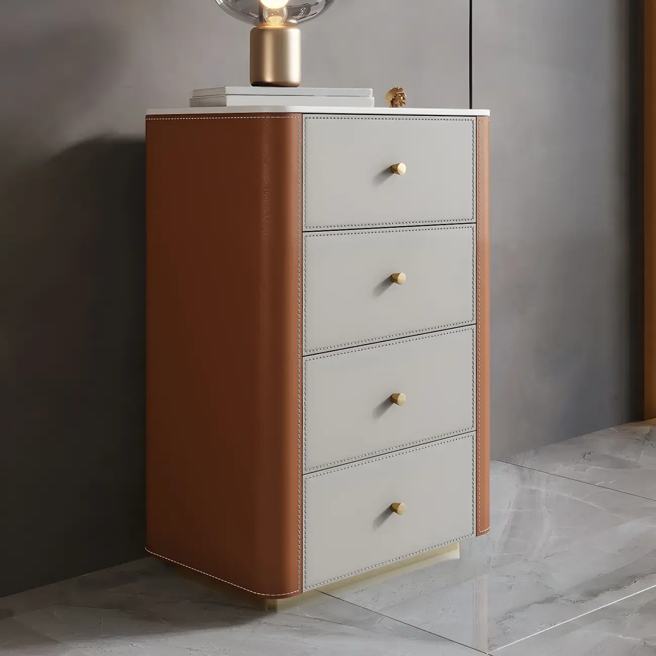 Modern Grey Stone Bachelor Chest with Drawers for Bedroom Image - 11