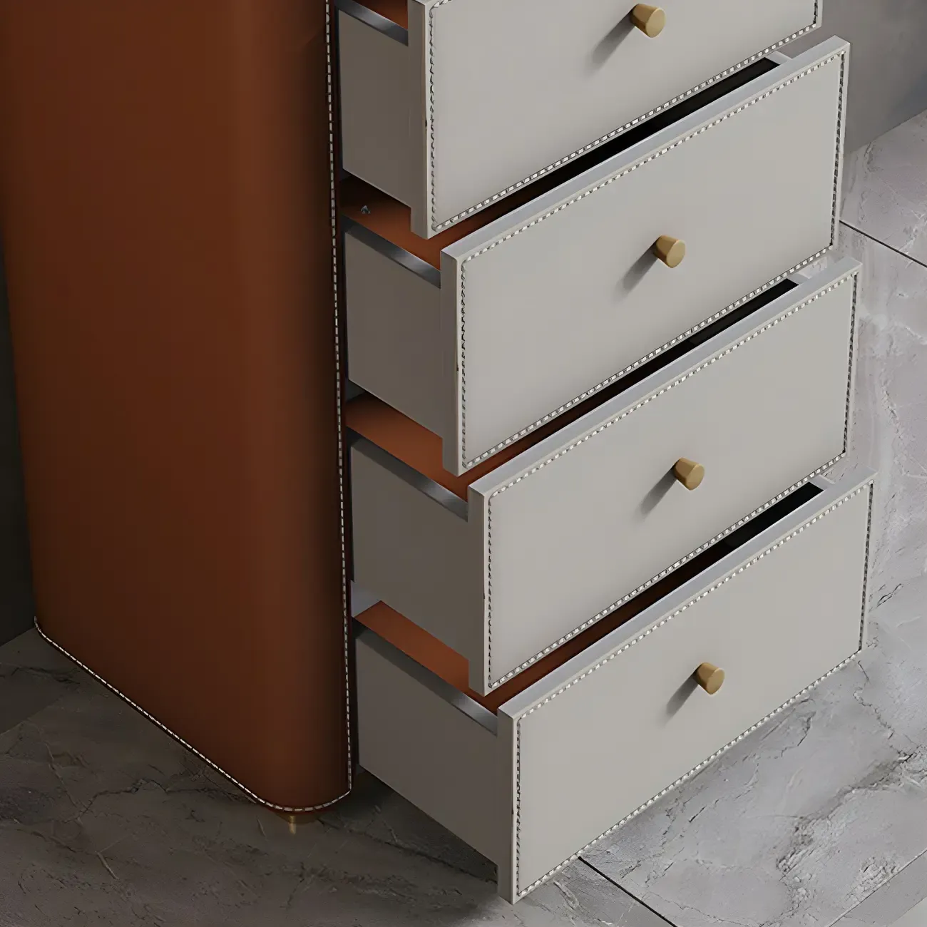 Modern Grey Stone Bachelor Chest with Drawers for Bedroom Image - 12