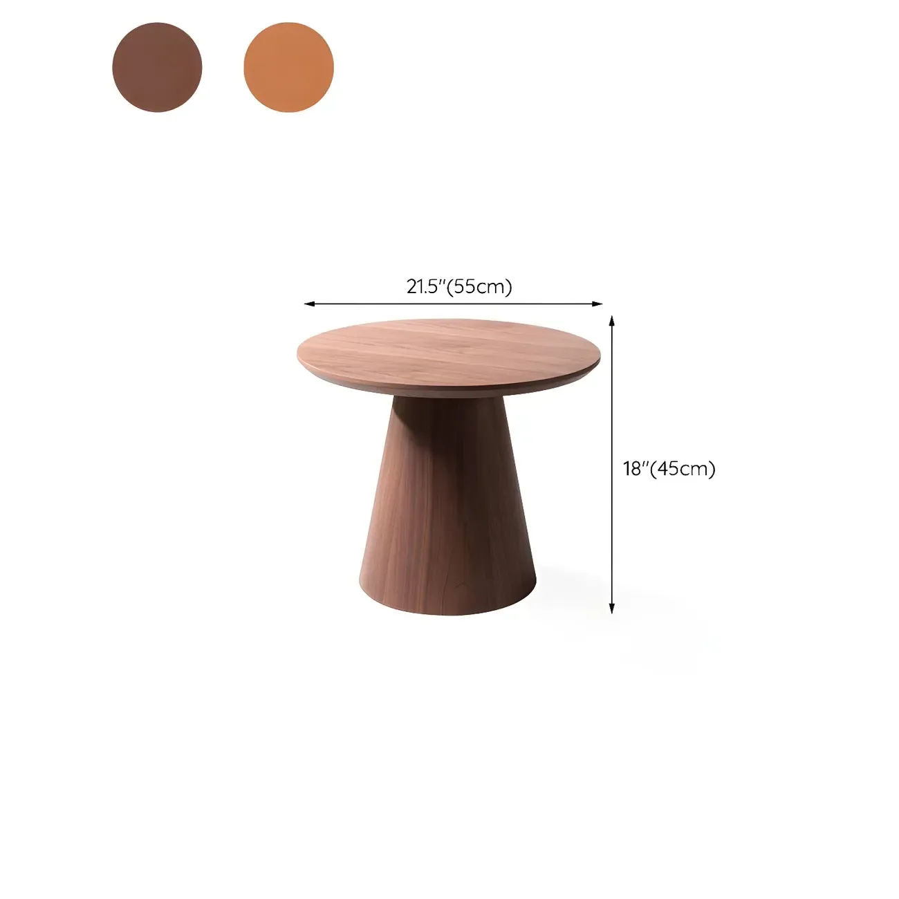 Dark Walnut Elegant Round Wood Coffee Table #size