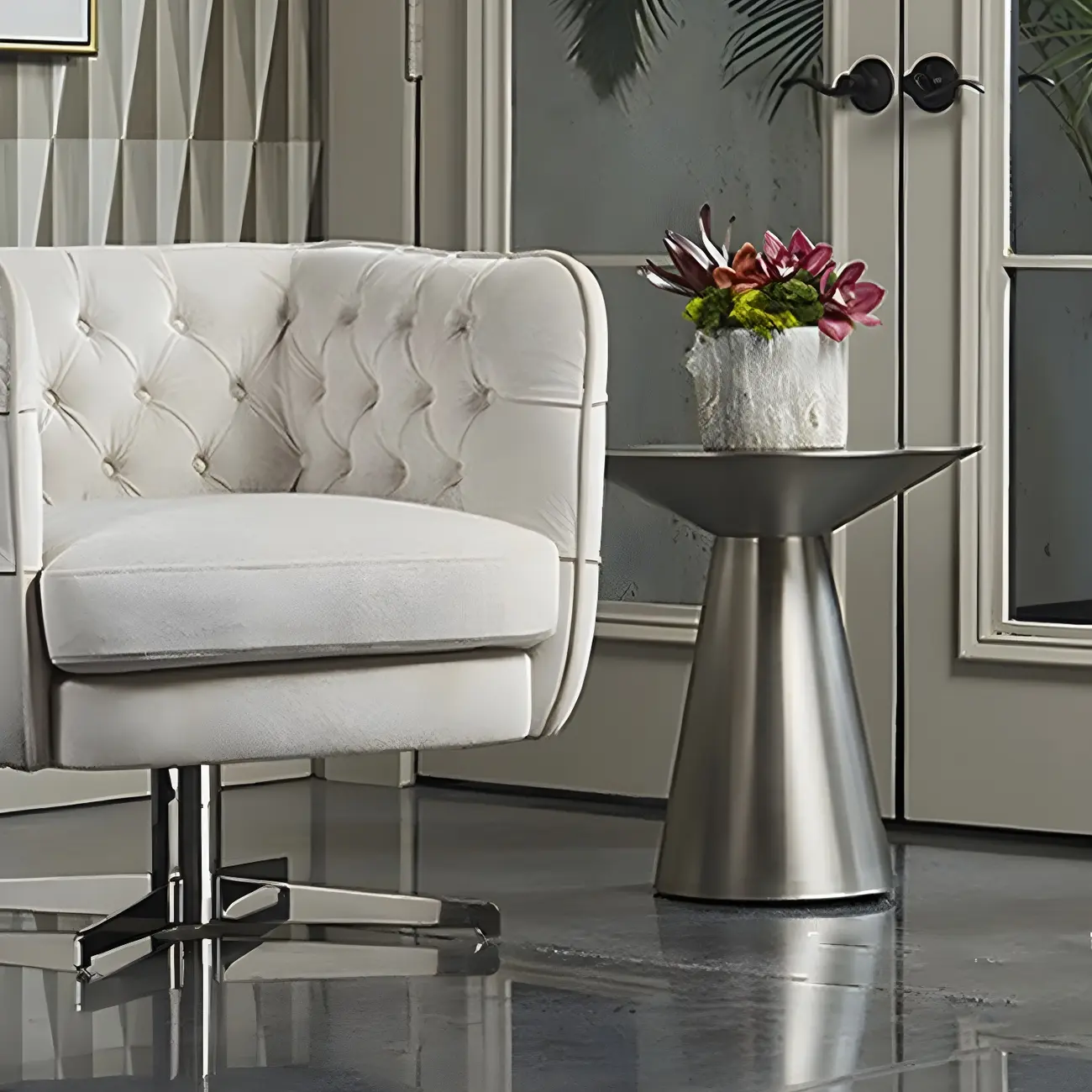 Traditional Golden Round Metal End Table for Living Room Decor Image - 2 | homeyfad