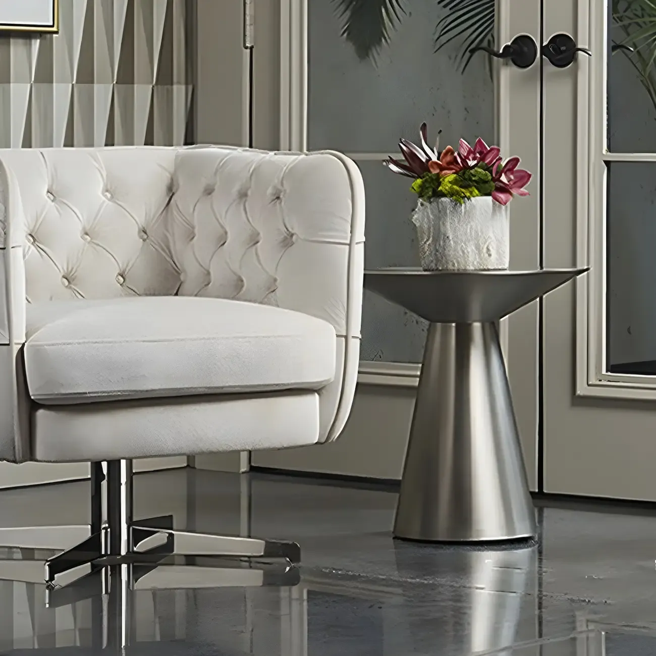 Traditional Golden Round Metal End Table for Living Room Decor Image - 2