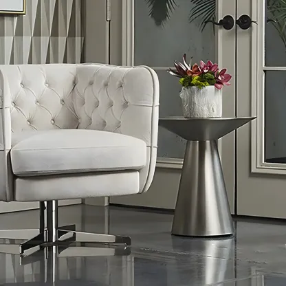 Traditional Golden Round Metal End Table for Living Room Decor Image - 2