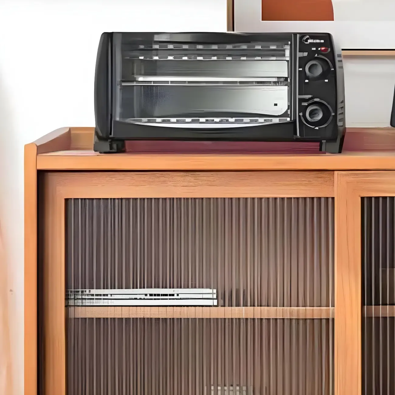 3-Tier Modern Wooden Display Cabinet with Glass Doors Image - 7