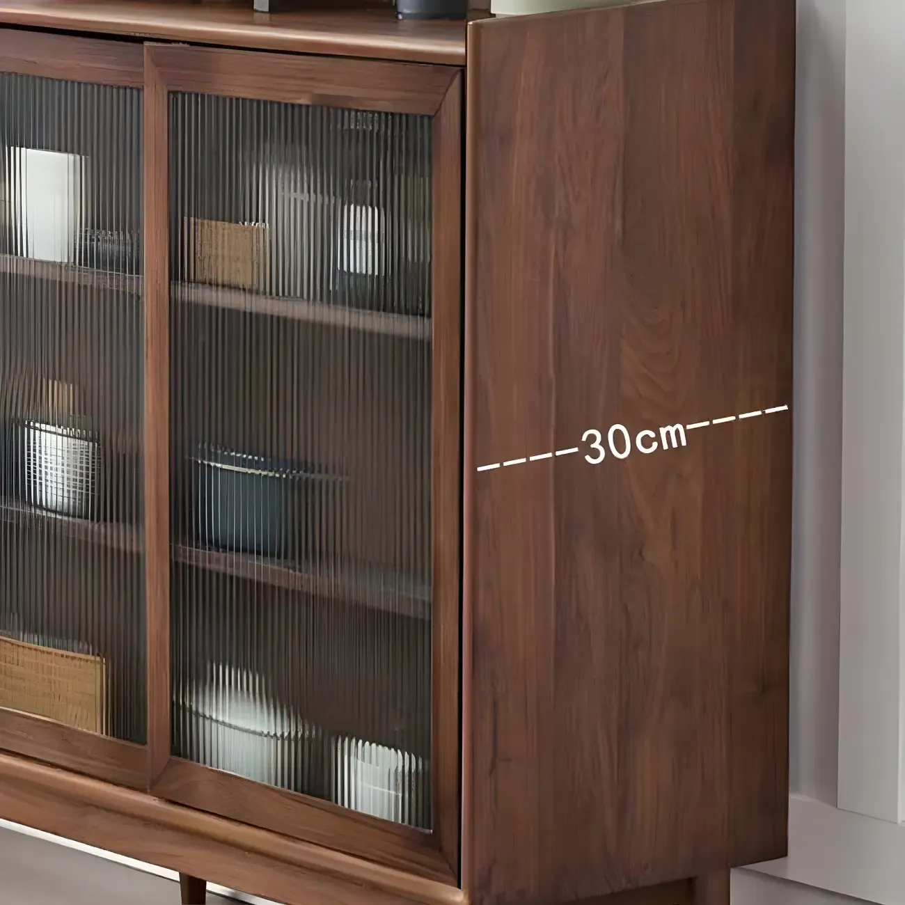 3-Tier Modern Wooden Display Cabinet with Glass Doors Image - 9