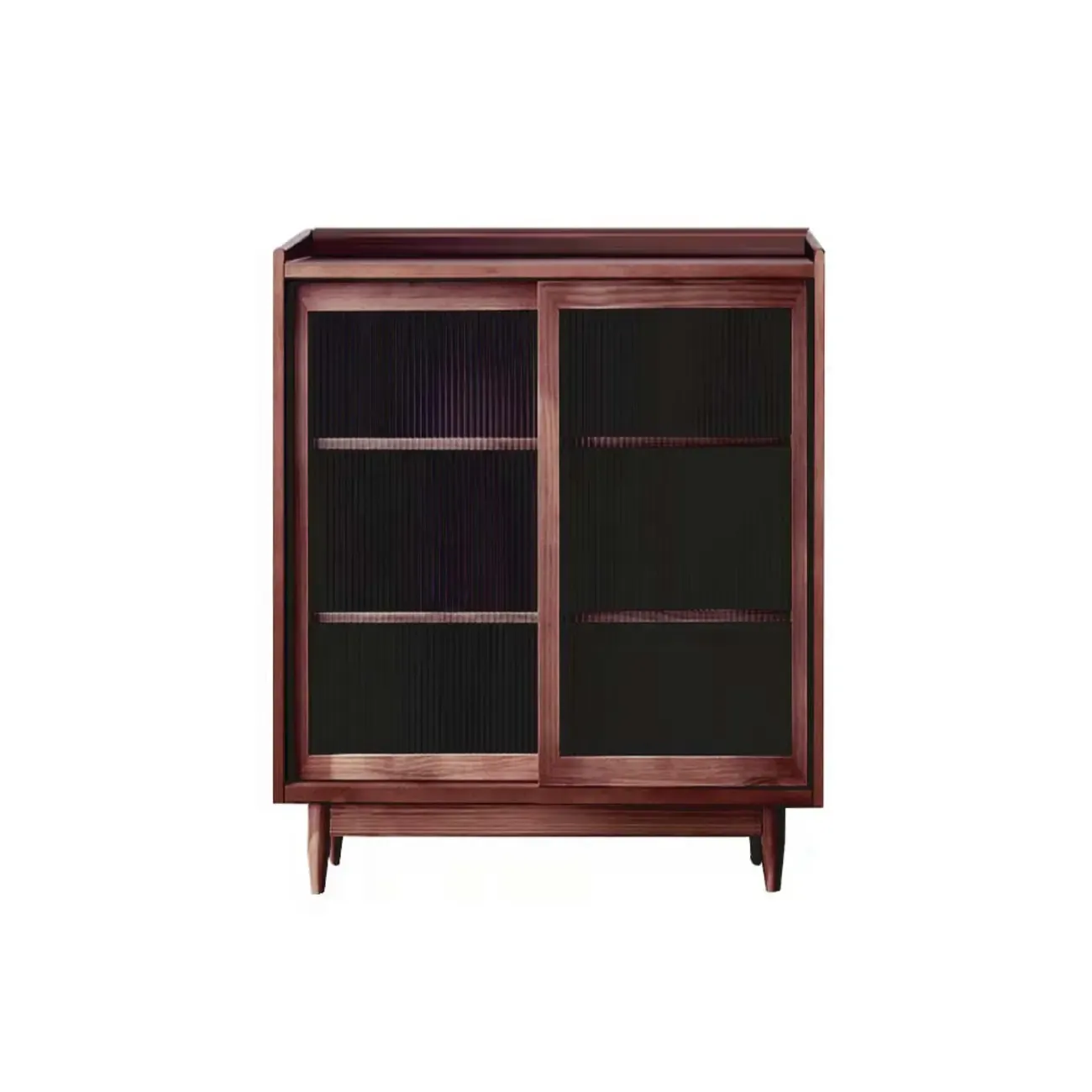 3-Tier Modern Wooden Display Cabinet with Glass Doors Image - 12