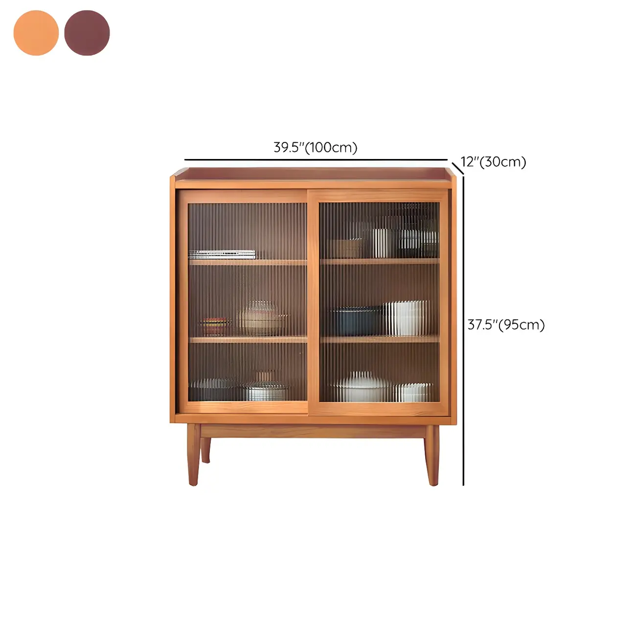 3-Tier Modern Wooden Display Cabinet with Glass Doors Image - 14 | homeyfad