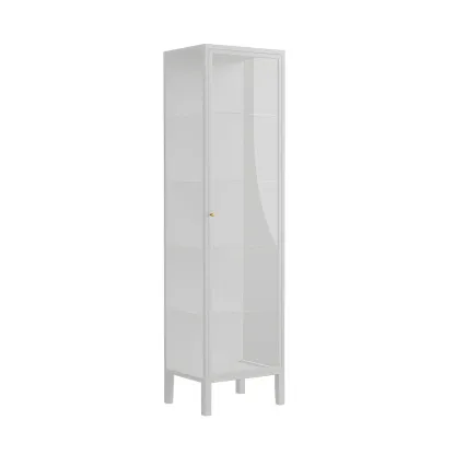 Minimalist Metal Display Cabinet with Glass Doors for Living Room Image - 3
