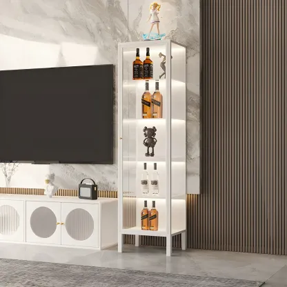 Minimalist Metal Display Cabinet with Glass Doors for Living Room Image - 1