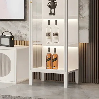 Minimalist Metal Display Cabinet with Glass Doors for Living Room Image - 12