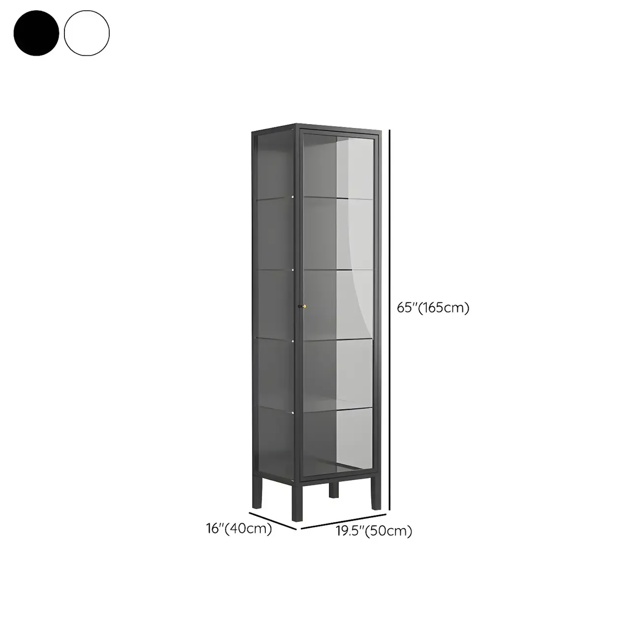 Minimalist Metal Display Cabinet with Glass Doors for Living Room #size