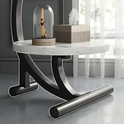 Modern Metal Frame Round Double-layer Nightstands Image - 6