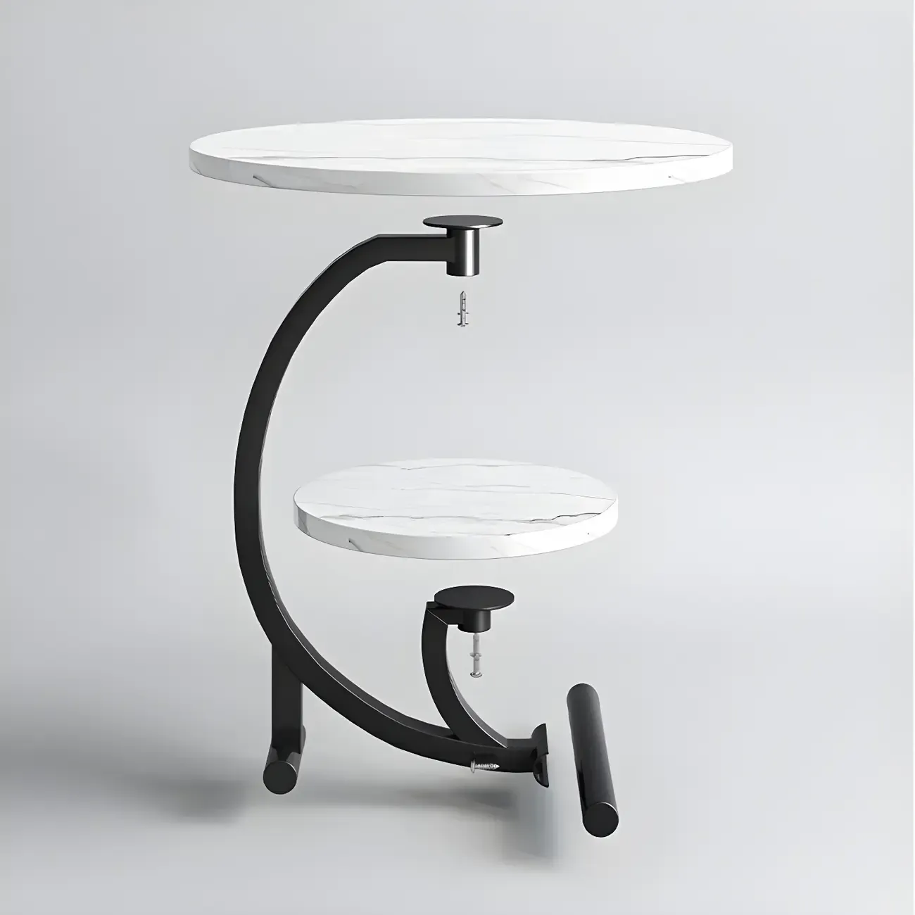 Modern Metal Frame Round Double-layer Nightstands Image - 8