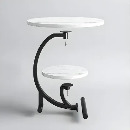 Modern Metal Frame Round Double-layer Nightstands Image - 8