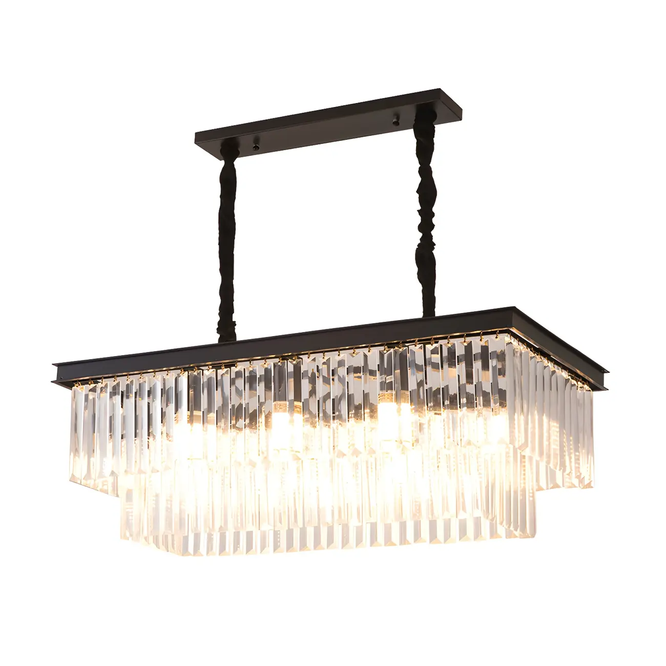 Contemporary Rectangle Clear Crystal Pendant Light Image - 6 | homeyfad