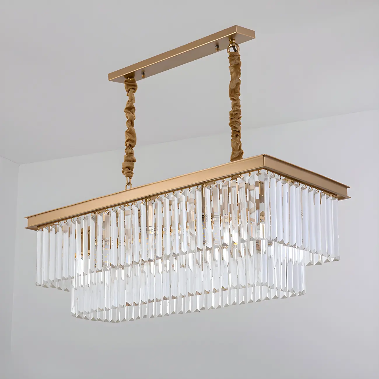 Contemporary Rectangle Clear Crystal Pendant Light Image - 9 | homeyfad