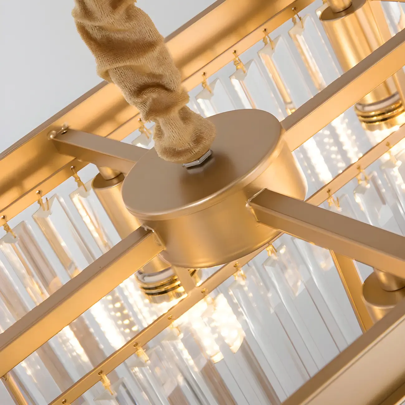 Contemporary Rectangle Clear Crystal Pendant Light Image - 12