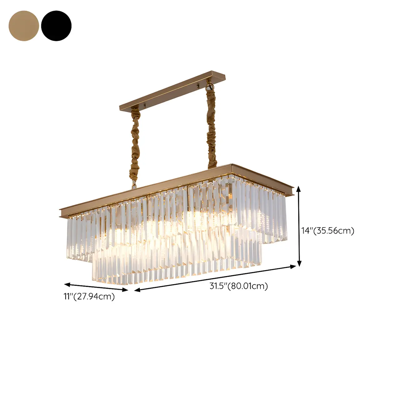 Contemporary Rectangle Clear Crystal Pendant Light #size | homeyfad