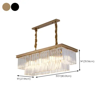 Contemporary Rectangle Clear Crystal Pendant Light #size